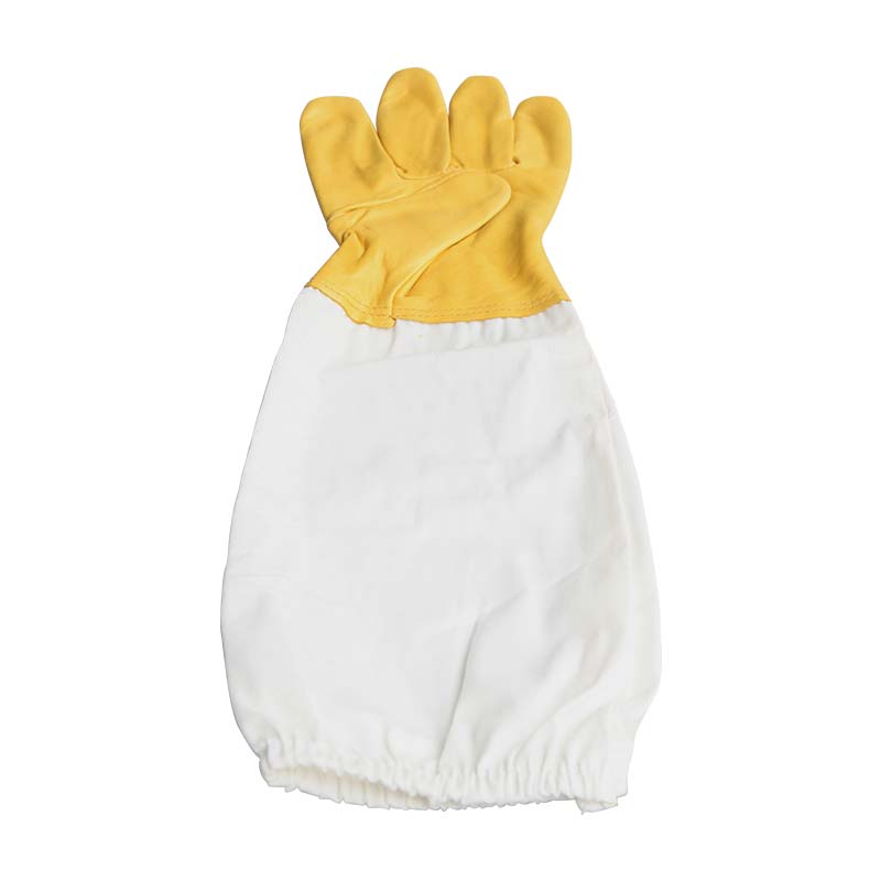 Yellow canvas sleeve breathable beekeeping gloves