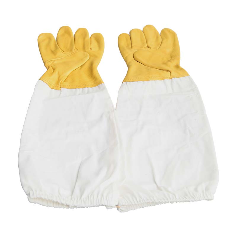 Yellow canvas sleeve breathable beekeeping gloves
