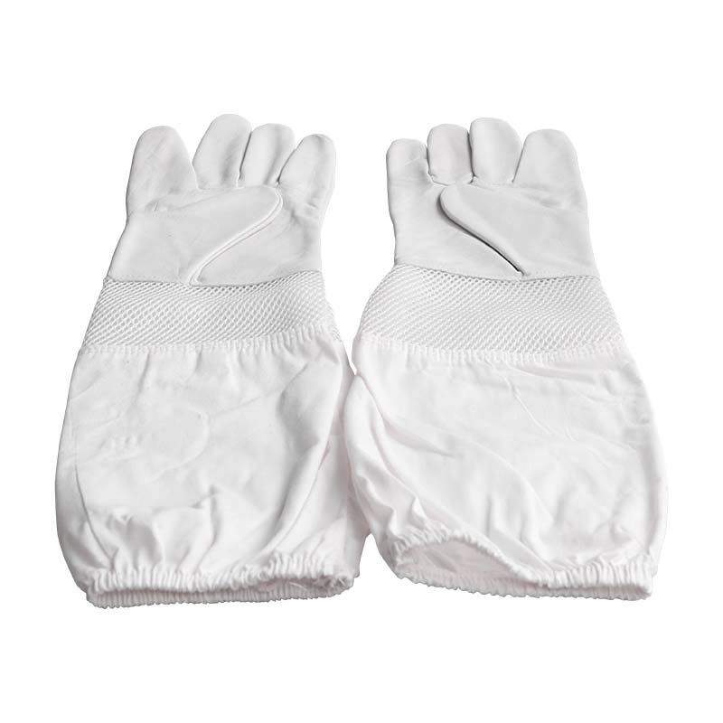 New Beekeeping Gloves Protective Sleeves Breathable White Short Mesh Sheepskin and Cloth for Apiculture Vented Beekeepers