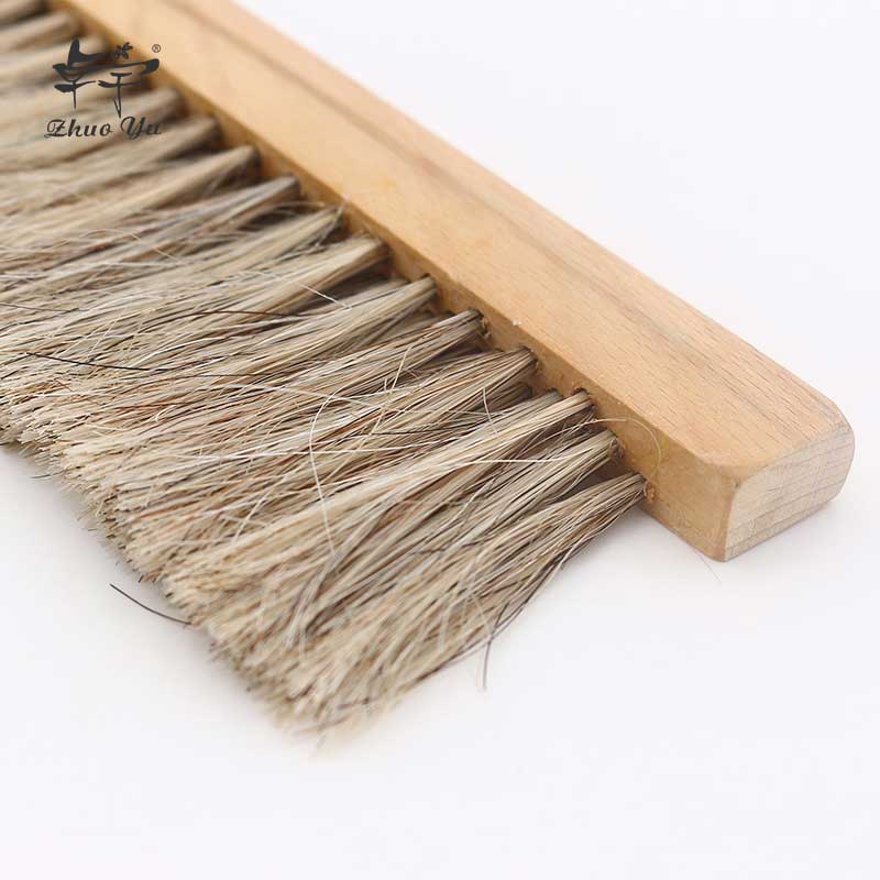 Factory Beehive Cleaning Tools 3 Rows Horse Hair Wood Sweep Handle Bee Brush for Beekeeping