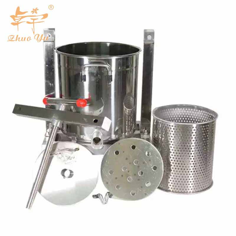 Enclosed Stainless Steel Large Hand Crank Honey Wax Press Machine with Bucket Extractor Filter Beekeeping Equipment Supplies