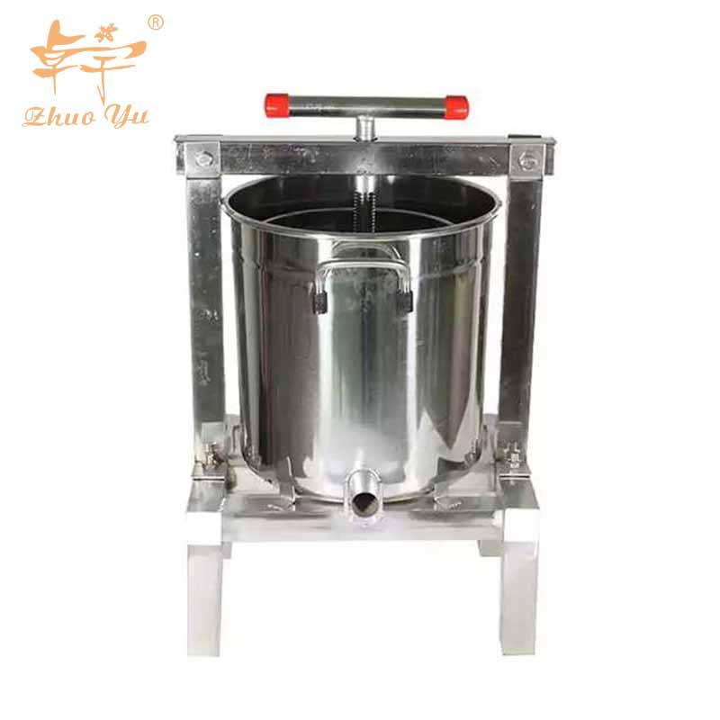 Enclosed Stainless Steel Large Hand Crank Honey Wax Press Machine with Bucket Extractor Filter Beekeeping Equipment Supplies